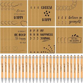 24 Set Inspirational Notebooks with Ballpoint Pens Happy Themed Mini Journal Notepad Motivation Employee Appreciation Gift for Coworkers Teacher Staff Team Back to School End of Year Students Gifts