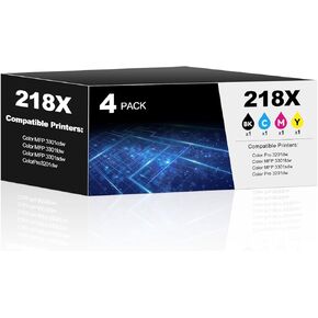 218X Toner Cartridges Replacement 3301fdw 3201dw 3301sdw Compatible for HP 218X 218A Toner (with Chip) W2180X W2180A Works for Pro 3201dw Pro MFP 3301fdw 3201dw 3301sdw Printer 4Pack(1BK+1C+1M+1Y)