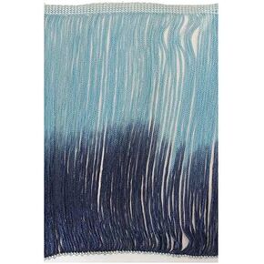 Tie-Dye Ombre Multicolor Chainette Thread Yarn Tonal Loop Fringe- 12" Long -Sewing Quilting Renaissance Dance Hawaiian Costumes Outfit Drapery -Hand Dyed- Light Blue Shades Dark Blue- 1 Yard