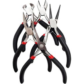 Jewelers Pliers Set, 5Pcs Rubber Handle Hand Pliers, Portable, DIY Essential Tools, for Jewelry Making, Wire Processing, Bead Making, etc.
