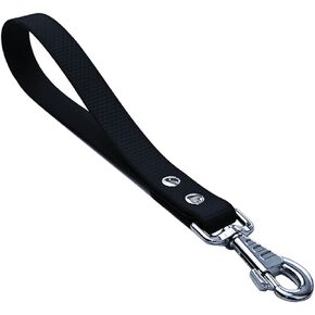 Short Dog Leash Heavy Duty Metal Hook, Waterproof PVC & Wide Tab for Breeds Dog.（Black, 12"）