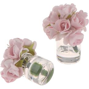 2 Pcs Dollhouse Miniature Flowers Dollhouse Mini Vase with Flower Dolls House Flower Glass Vase 1:12 Scale Dollhouse Miniature Flower in Vase, Lightweight Dollhouse Decor