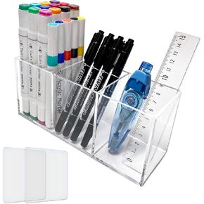 Acrylic Pen and Silverware Holder, Makeup Brush Cup,Desktop or Wall Mount Storage Organizer,Perfect for Office, Stationery, Kitchen and Bathroom Caddy,Desk Pencil Accessories.(Black)