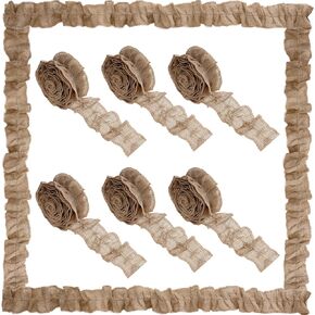 6 Rolls Ruffled Bulletin Board Border 2.44x94.49 Inches DIY Burlap Border Bulletin Board Trims Crafts for Classroom Farmhouse Home Tree Decor(Brown)