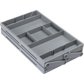 Multi Level Smart Drawer Organizer - Expandable Junk Drawer Organizer for Makeup, Jewelry, Desk, Office Drawers(2 Row 2 Tier-Grey