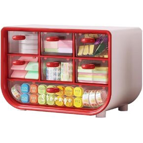 Mini Small Office Desk Organizer with 7 Drawers, 3 Tiers Stackable Desktop Drawers for Hand Storage and Organization, Office Fixed Makeup Organizational Set for Office and School (Gray)