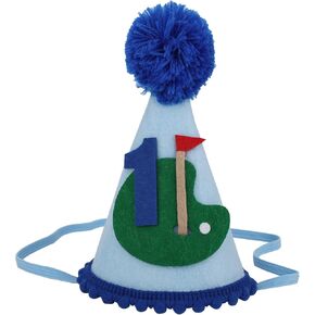 Golf 1st Birthday Hat, Hole in One First Birthday Hat Party Decorations Cute Baby One Year Old Crown Soft Gift for Little Boys Photo Props, 3.54 Inch