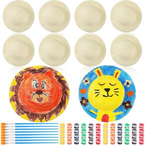Geyoga 10 Sets DIY Straw Hats with Paints and Brushes, Handmade Straw Hat Cap Bulk Beach Sun Hat Art Painting Cap Halloween Christmas Arts Crafts Gifts DIY Tea Party Favors for Women Men