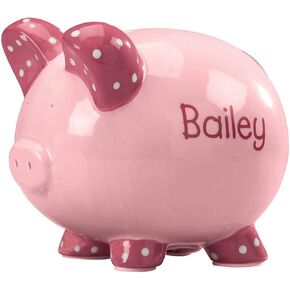 Custom Kid's Font Piggy Bank - Pink