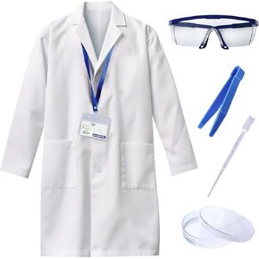 Kids Scientist Costume Lab Coat Doctor Pretend Play Toys Gift for Boys Girls with Goggles ID Card