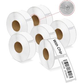 RGiNK for 30336 Labels (with RFID Chip) Compatible Replacement for DYMO 550 Labels (1" x 2-1/8") Inventory Stickers Work with DYMO Labelwriter 550 5XL Labelwriter 450 4XL [6 Rolls, 3000 Tags]