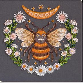 Bead Embroidery Kit Honey Dream. DIY Beadwork Craft Kit for Beginners. Hand Made Beading kit from, Ukraine. Stylish Needlework Set, Needlepoint Pattern Colorful bee Decor Wall Art