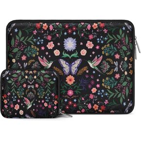 MOSESO LAPTOP CASE 13.3 Inch ، 13-14 بوصة حقيبة كمبيوتر محمول متوافقة مع MacBook Air/Pro 13/Pro 14 ، HP Dell Acer Asus Lenovo Bookor ، حقيبة كمبيوتر النيوبرين مع علبة صغيرة ، نباتات الطائرات الطنانة