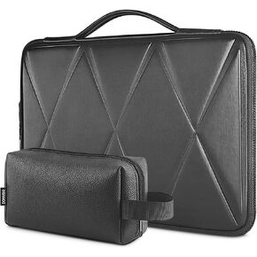 DOMISO 15.6 Inch Shockproof Waterproof Laptop Case Sleeve EVA Handbag Compatible with 15.6" New MacBook Air M2/Lenovo Chromebook/Dell XPS/ASUS,Commuter Bag with Accessory