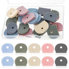 25 Pcs Flat Key Identifiers Covers, Colored Key Covers House Keys Cover Keys Toppers Keyes Cap Labels Tags Organizer Keycaps for House Car Fits Most Keyes (Colored)