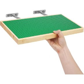 Display Shelves for Building Bricks 48X24 Stud Base Plate Wooden Wall Mount Shelf Display for Wall Compatible with All Toy Block Brands (Size 16X8 Inch) (2, Green)