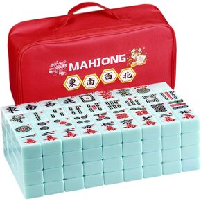مجموعة Mahjong الأمريكية 166 Mahjong Tiles 1.6 بوصة مجموعة Mahjong مجموعة Lantian Jade Premium American Mahjong مجموعة مع حقيبة التخزين