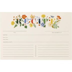 RIFLE PAPER CO. Pack of 12 Citrus Grove Recipe Cards - Set of 12 Natural White Lined Double-Sided Cards, Color Printed, Metallic Gold Foil Stamped, 4" L x 6" W, Jot Down Ingredients and Instructions