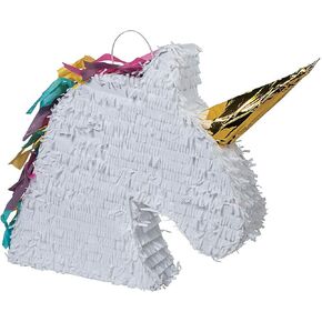 Unicorn Pinata with Gold Horn and Rainbow Colors - includes hanger - Fun Birthday Party Decor