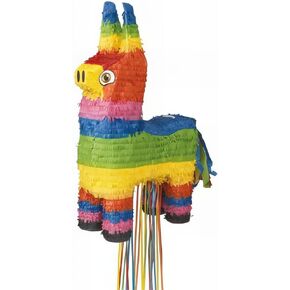 Burro Pull Pinata - 13" x 22" - Multicolor Cardboard & Paper Fiesta Party Decoration - Ideal for Birthdays, Mexican Themed Events (1 Pc.)
