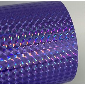Roll of Prism Sign Vinyl, Holographic 1/4'' Mosaic, Self-Adhesive (12 inch x 10 feet, Silver)