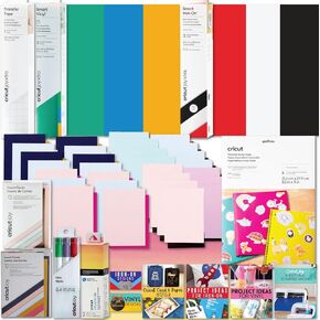 Cricut Ultimate All-in-One Materials and Accessories Bundle - 115+ Piece Beginner Sampler Material Kit for Cricut Joy Xtra Cutting Machines - Vinyl, HTV, Card Making Packs, Pens, Tools & Sticker Paper