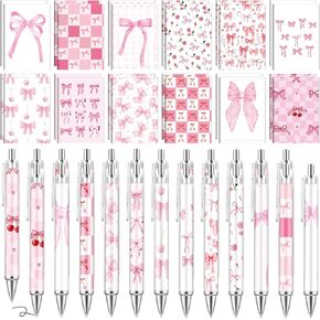 ea satte 48 pcs mini pink bow books و coquette point pen pen pink pink pocket pocket smool notepad journal with bow pens for party form