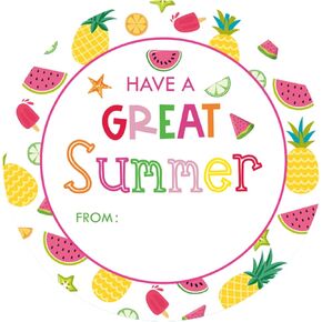 Anwyll Happy Summer Gift Stickers - Have A Great Summer Name from Stickers 60Pcs 2Inch Hello Summer Seal Sticker Self-Adhesive End of School Year Sticker for Gift Envelope Card Summers Party Favors