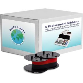 Red and Black Printing Calculator Ribbons Compatible with GR24 by Paper Planet | Replacement Adding Machine Ink Ribbon Compatible with Sharp EL 1197PIII Adding Machine | 6 Pack