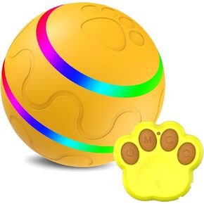2025 Newly upgraded version Dog Toys，Interactive Dog Toys，Dog Interactive Toys for Boredom，Cat Toys，Pet Toys，USB rechargeable smart jumping automatic movement, suitable for all pets(Yellow - 1 pcs)