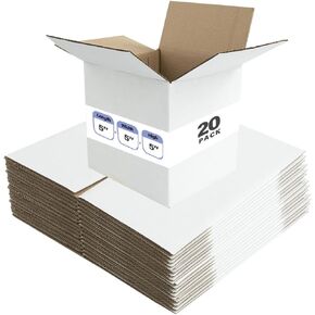 5x5x5 Inches Shipping Boxes Set of 20,White Corrugated Cardboard Box for Packing Mailing Small Business,E-Commerce, Shipping, Storing, Gifts Wrapping