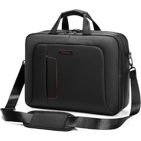 iDemoo ELITE 16 Inch Laptop Bag with Shoulder Strap - Jet Black - Laptop Briefcase, Expandable Water Resistant Laptop Shoulder Messenger Bag Durable Computer Case for Business/Travel/Men/Women