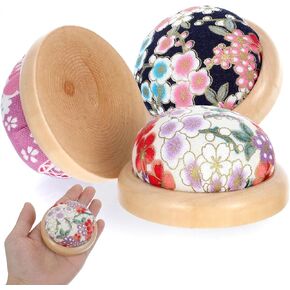 3 Piece Sewing Pin Cushion,Japanese Style Cute Pin Cushions for Sewing Cute,Wooden Base Pincushion for Quilting DIY Crafts,Daily Hand Sew