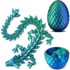 Dragon Egg – 3D Printed Flying Dragon Egg with Dragon Inside, Fidget Toys for Adults, Articulated Dragon Toys for Kids, Office Desk Decor, Birthday Gift for Teen Boys Girls (Azuron Sky Blue), Small