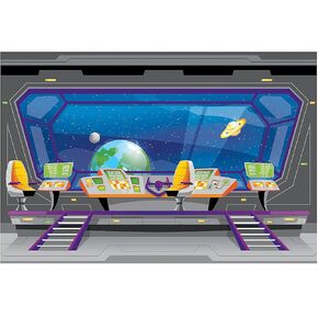 Fun Express God's Galaxy Spaceship Backdrop - Gods Galaxy VBS Decorations - VBS Vacation Bible School Supplies/Decor