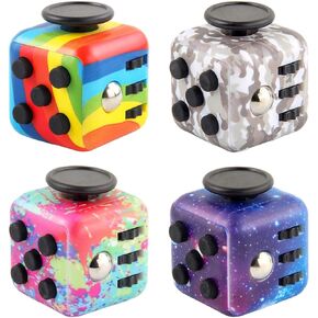 Fidget Cube for Adults, 4-Pack Cube Fidget Anxiety Relief, Silent & Audible Fidget Cube for Anxiety Relief, Handheld Sensory Toy for ADD/ADHD/OCD, Focus & Relaxation