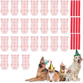 Dog Disposable Foot Covers, Waterproof Paw Protectors, Non-Slip Dog Shoes for Indoor and Outdoor, Large, 6 Set 24 Pcs (Sticky Tape Color is Random)