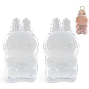 2PCS Protective Case Compatible with LABUBU Have a Seat Series, Clear Cover with White Silicone Tie (Case Only)