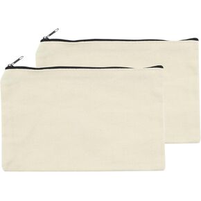 MYSXN 2pcs Canvas Bags,Pencil Case,Makeup Bag,Blank Zipper Pencil Pouch for School Supplies,Office Supplies,Home,DIY,Cosmetic Bag
