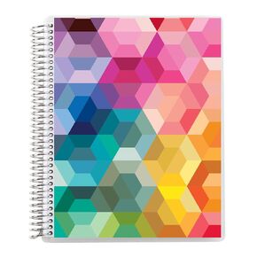 Erin Condren 8.5" x 11" Lined Spiral Notebook, College-Ruled Layout with 80 Lb. Paper, Hexagon Cover, 160 Lined Notebook Pages, Platinum Coil, Stickers Included