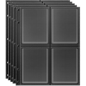Top Loader Sleeves 4-Pocket Trading Card Storage Refill Binder Pages – 50 Pack
