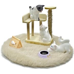 Dollhouse Cats w/ 1/12 Scale Accessories Mini Furniture Model Wooden Miniature Cat Crawler Cat Toy