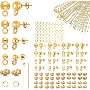 250pcs لا يوجد مشوهات كرة مشوهة لصنع القرط ، ومراكز Stino Hypoallergenic Stefless Steling ، مستلزمات المجوهرات ، والفضة والذهبية (الفضة)