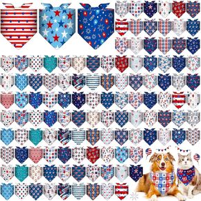 Sanwuta 120 Pcs Dog Bandana Bulk Scarf Washable Dogs Bibs Adjustable Kerchief Pet Bandana for Small and Large Party Pet Hawaii Beach Handkerchief Scarf Accessories(Summer)
