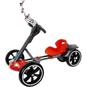 6V Electric Go Kart for Kids (3-6 yrs), Foldable 4-Wheel Go Kart W/390 Motor, 3H Endurance, 3.73Mph,Adjustable Seat, Educational Function, Tricolor Lights, Easy to Assemble, 66Lbs (Red)