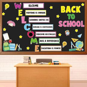43 Pcs Welcome Bulletin Board Set Back to School Supplies Motivational Inspirational Quotes Classroom Wall Blackboard Decor Affirmation Station Preschool Kindergarten Elementary Teacher Decoration Use