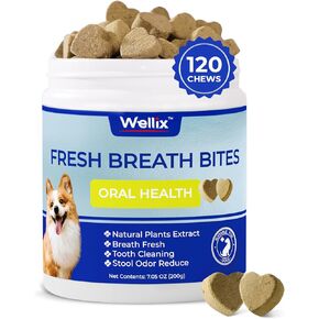 Dog Breath Freshener - Dog Teeth Cleaning Chews- Targets Tartar & Reduces Plaque & Bad Breath - Dental Chew Formulated for Small, Medium, Large Dogs