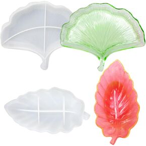 2 Set Leaf Tray Resin Molds, FineGood Jewelry Tray Holder Epoxy Resin Molds Silicone Molds for Resin Candle Holder Soap Dish Craft Home Decor