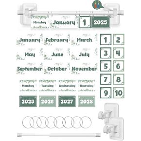 Magnetic Flip Classroom Calendar,Movable Flip Calendar Chart for Classroom,Calendars Bulletin Board Set with Rod for Board and 54 Date Cards for Schoolroom Decoration Supplies