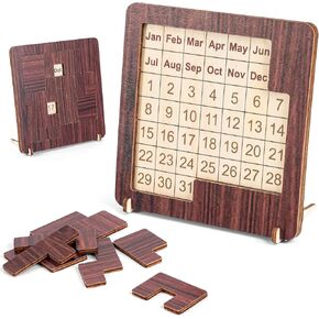 Challenging Calendar Puzzle Wooden Daily Calendar Puzzle 365 Day Interactive Date Tracker for All Ages Daily Logic Challenge and Desk Decor for Home, Office, or Classroom Brain Teaser Gift